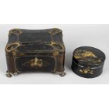 A 19th century black lacquered and gilt chinoiserie decorated box,