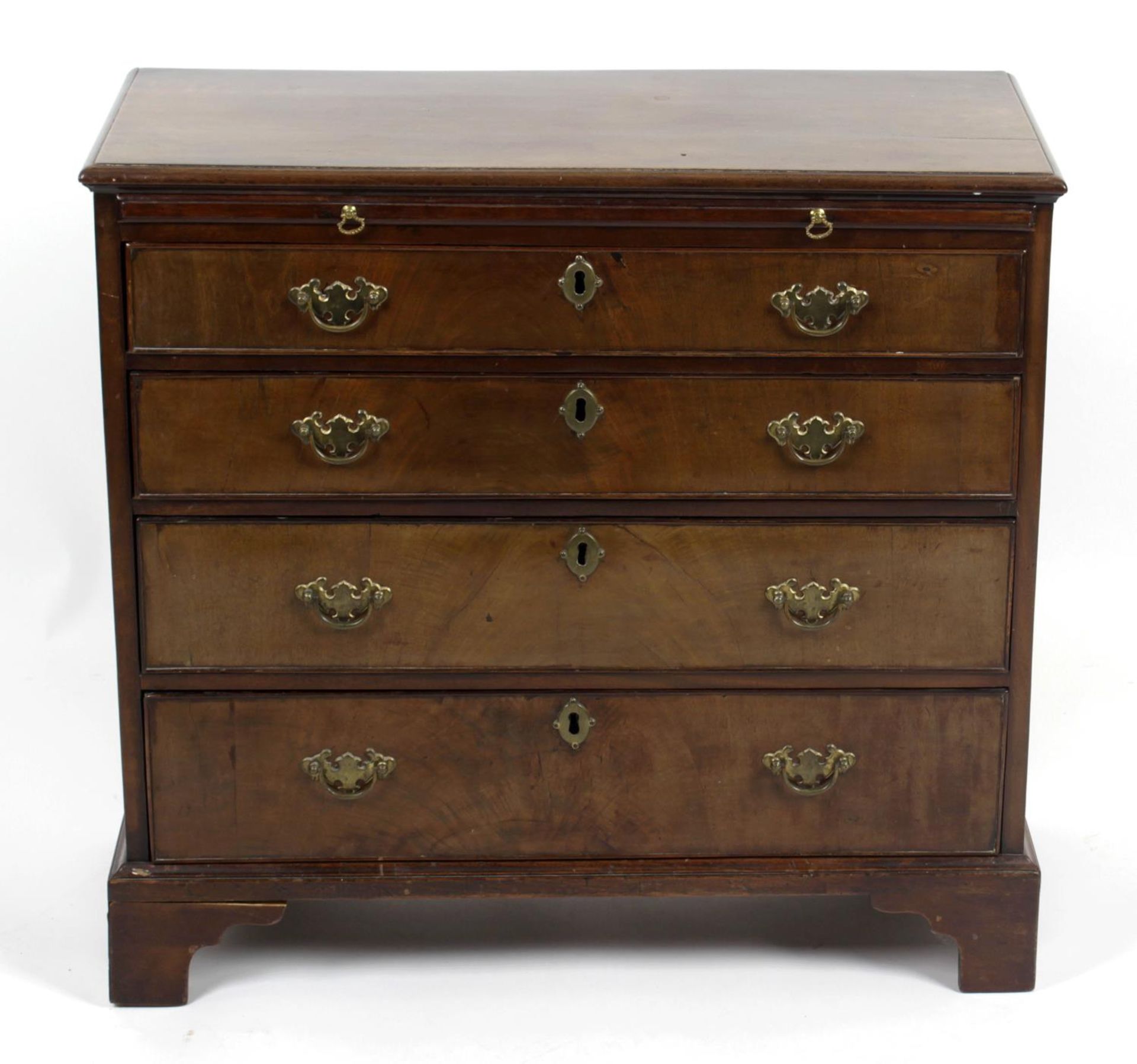 A small 19th century mahogany and walnut veneered chest,