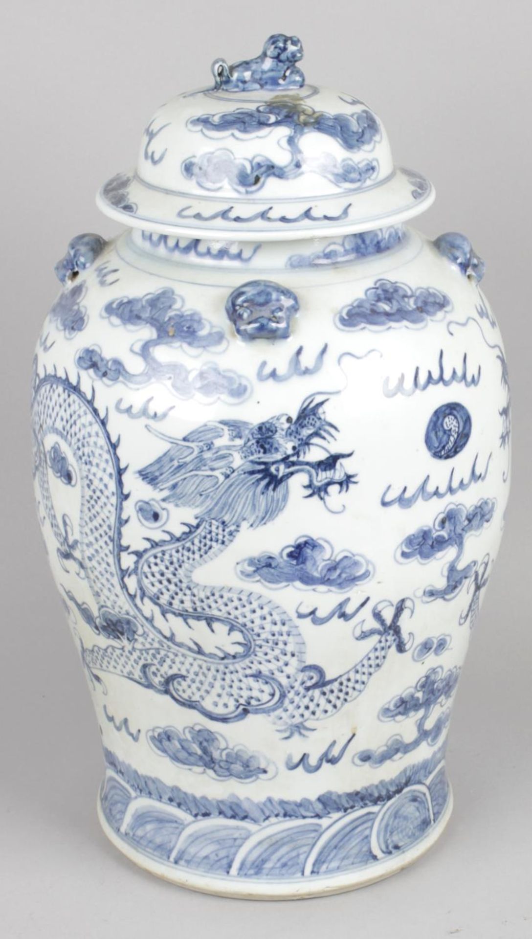 A Chinese blue and white vase and cover,