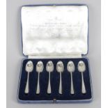 A 1935 Jubilee commemorative set of six silver teaspoons in rat-tail pattern,