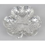 A late Victorian pierced silver dish of clover leaf form,