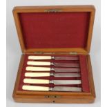 A cased set of Georgian ivory-handled knives and forks,