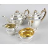 A 1920's silver matched four piece tea service,