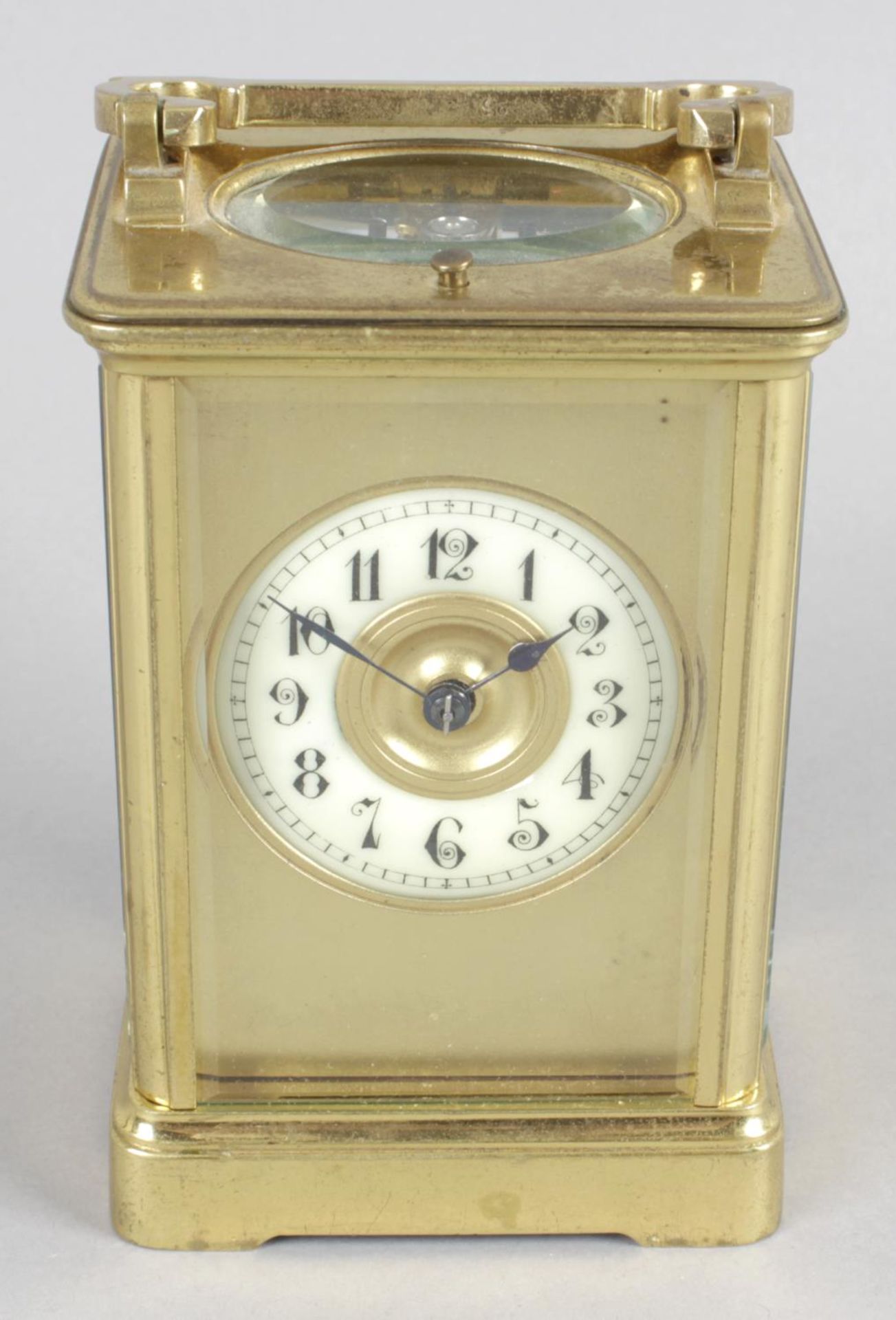 A brass cased repeater carriage clock,