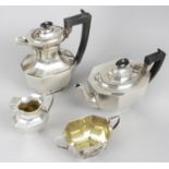 A George V silver matched four piece tea service,