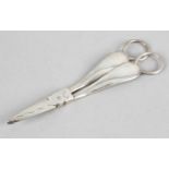 An Edwardian silver pair of grape scissors of plain design with loop handles - stamped Rd 483718.