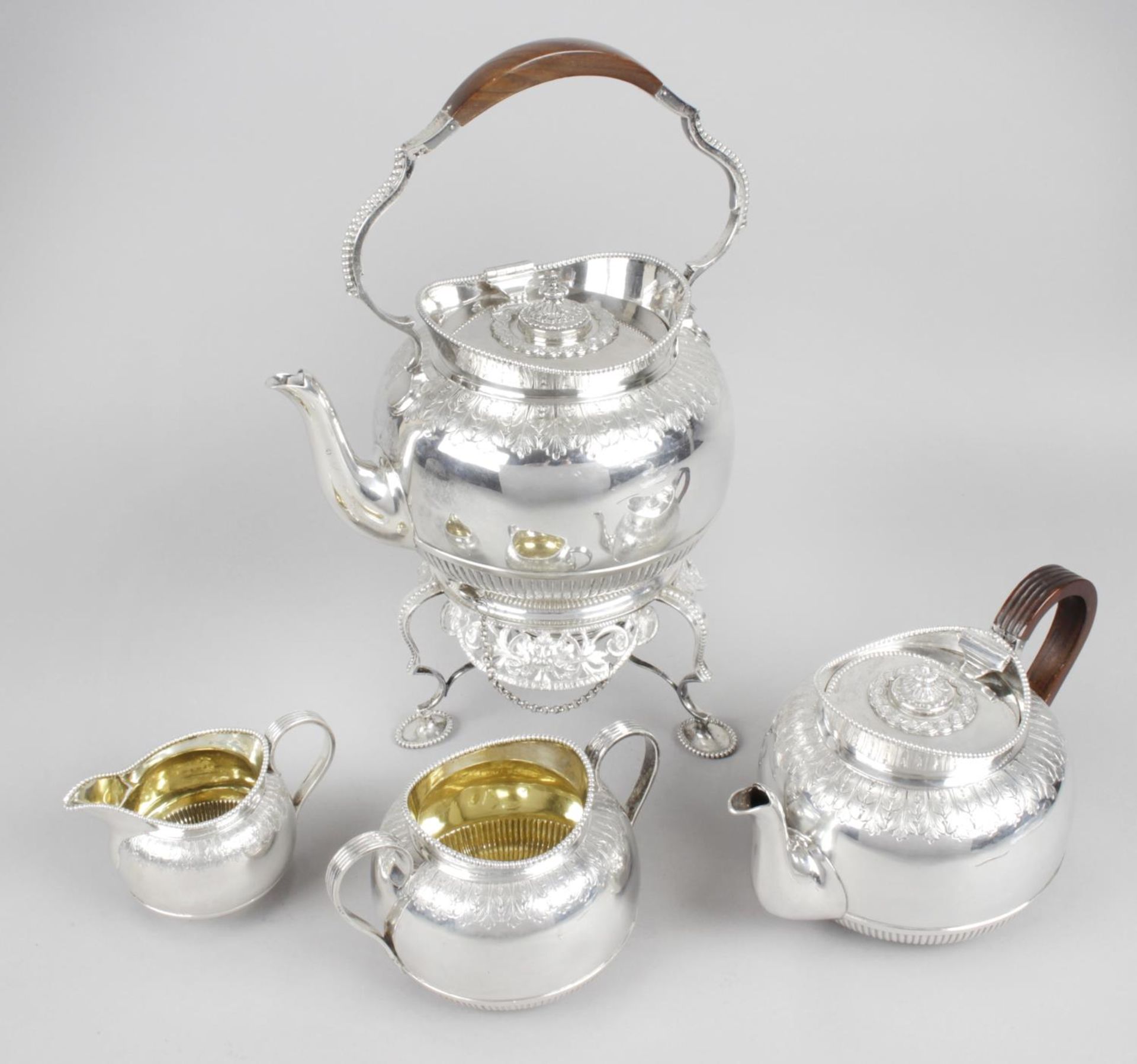 A Victorian Scottish silver four piece tea service,