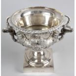 A modern silver twin-handled cup modelled on the Warwick Vase,