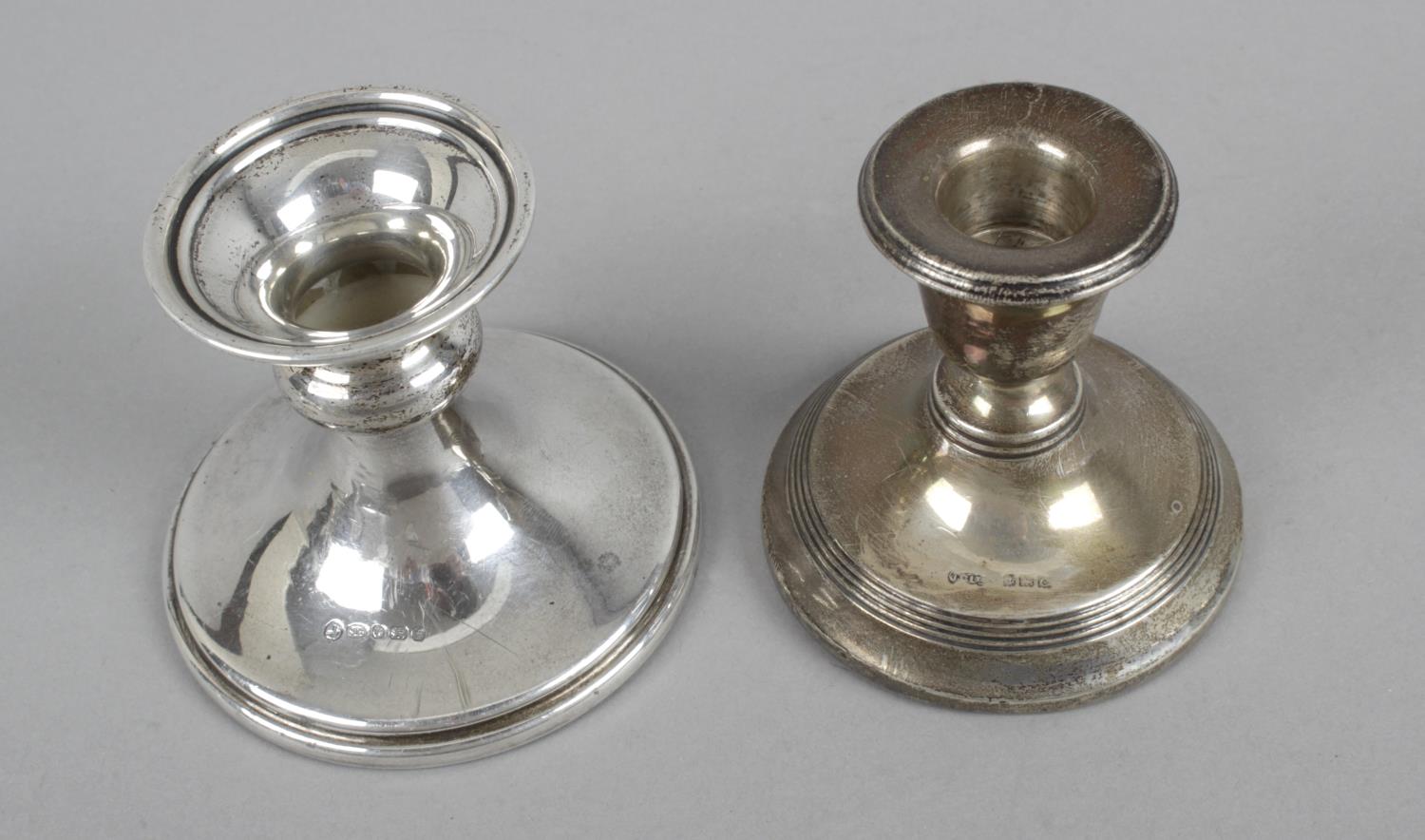 Two pairs of silver mounted dwarf candlesticks, - Image 4 of 4