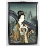 A pair of Chinese reverse oil paintings on glass panels,