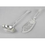 A late George III silver soup ladle,