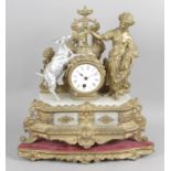 A late 19th century gilt metal and alabaster cased mantel clock,