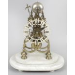 A 19th century brass skeleton clock,