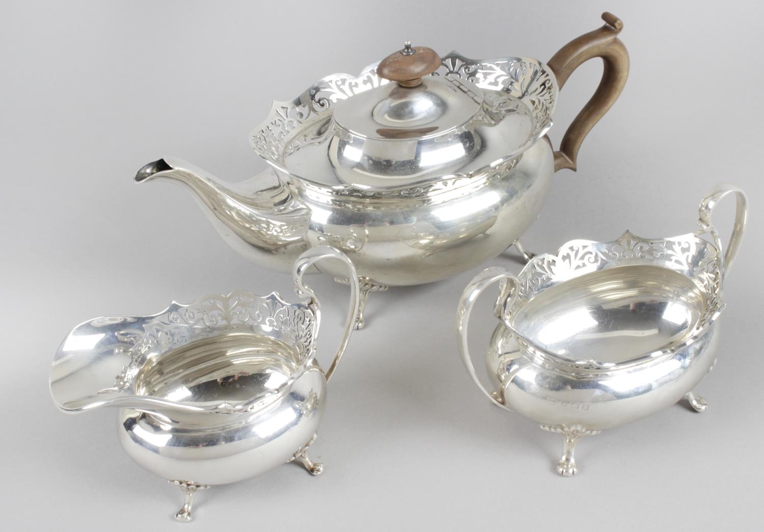 A 1920's silver three piece tea service,