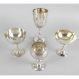 A late Victorian plain silver goblet,