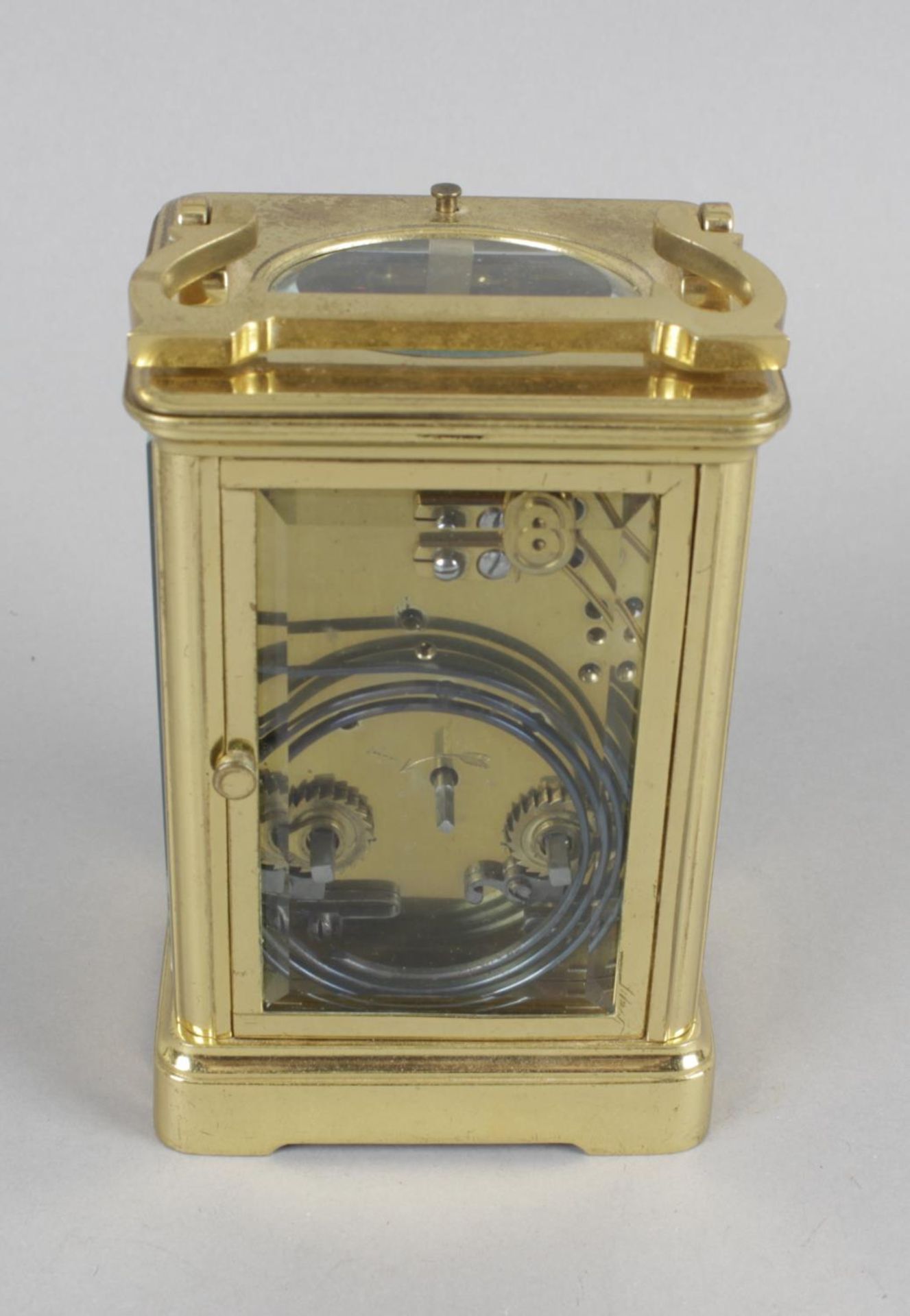 A brass cased repeater carriage clock, - Bild 3 aus 5