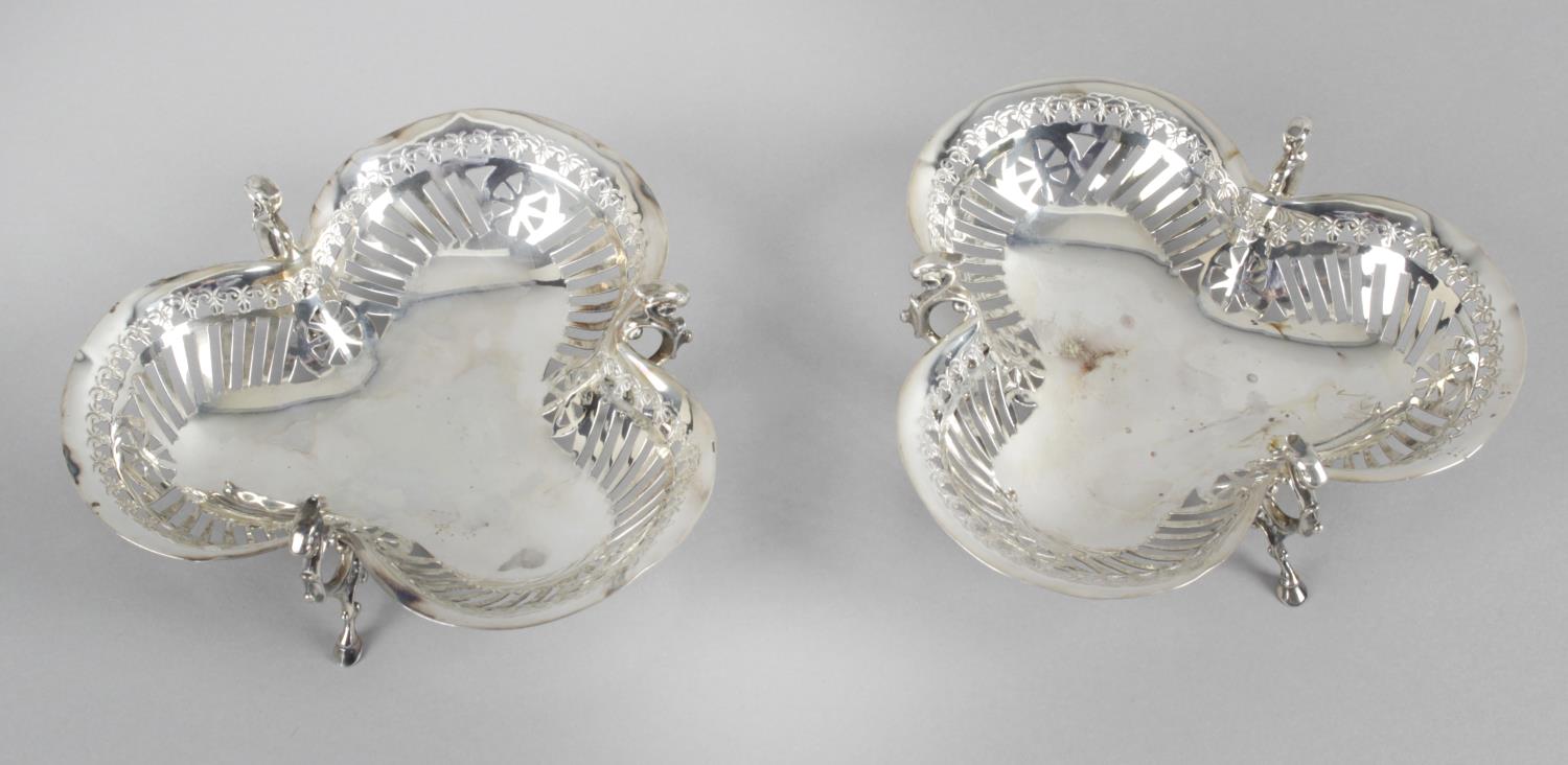 A pair of late Victorian Scottish silver trefoil shape dishes,