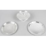 Two 1940's silver waiters or card trays of circular form,