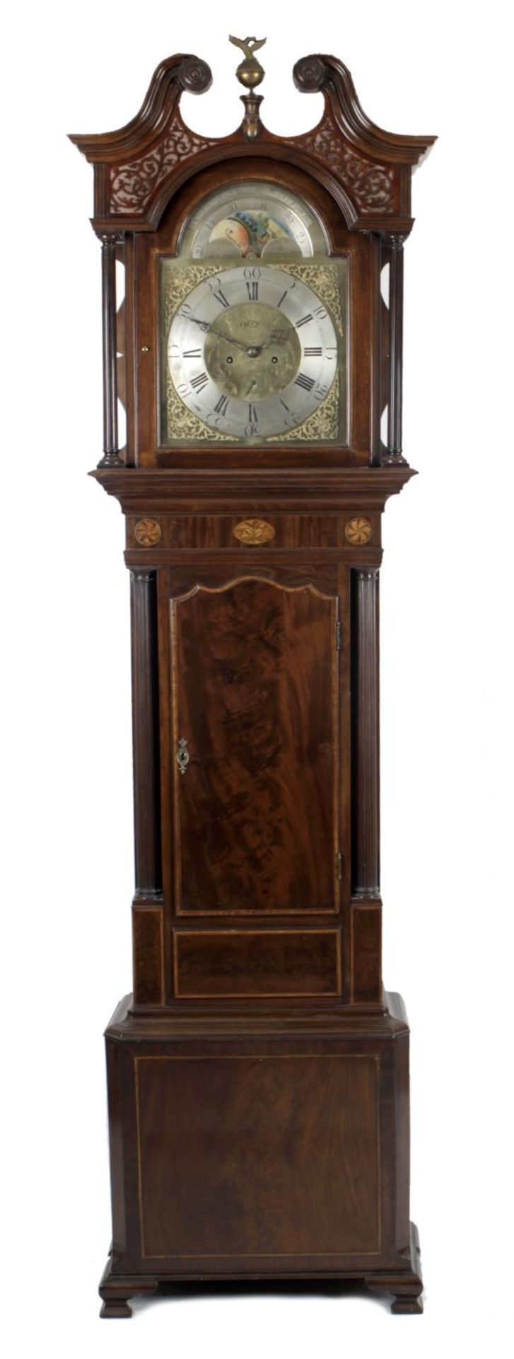 An antique mahogany and oak cased longcase clock,