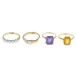 9ct gold cubic zirconia five-stone ring,