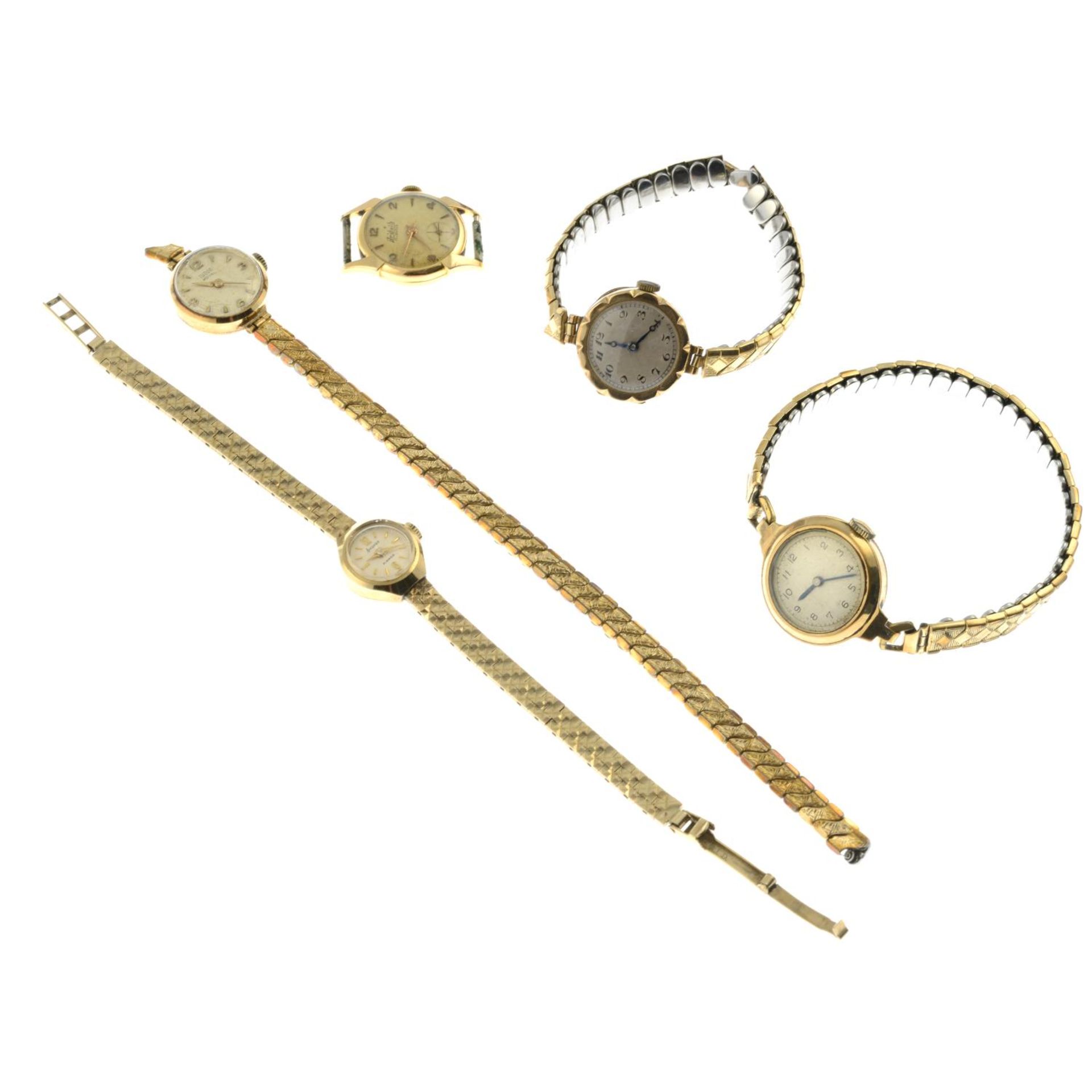 Four lady's wrist watches and a watch head, to include a watch, by Tudor Royal. - Image 2 of 2