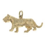 A 9ct gold charm, designed to depict a textured tiger.Hallmarks for 9ct gold.