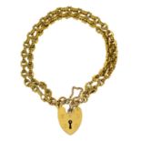 A mid to late Victorian chain bracelet, with later 9ct gold heart clasp.