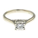 A 9ct gold diamond single-stone ring.Diamond weight 0.25ct,