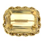 A citrine brooch.Citrine calculated weight 45.67cts,