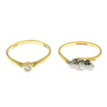 18ct gold diamond single-stone ring,