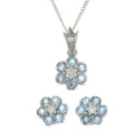 A set of 18ct gold aquamarine and diamond jewellery,