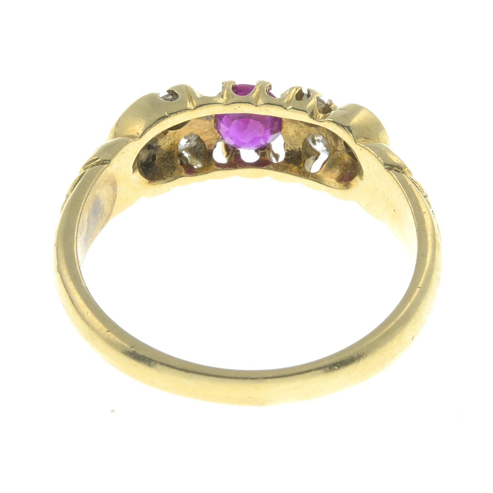 A ruby and diamond ring.Estimated total diamond weight 0.25ct. - Image 2 of 2