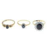 18ct gold sapphire and diamond cluster ring,