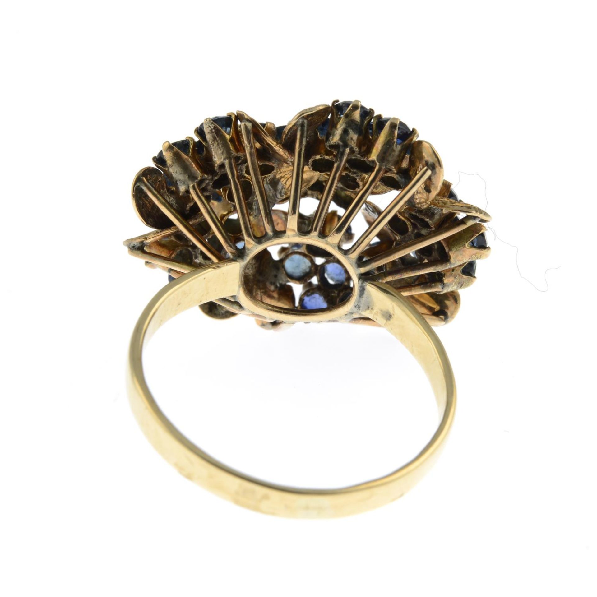 A sapphire floral dress ring. - Image 2 of 2
