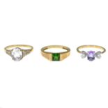 9ct gold colourless spodumene dress ring, hallmarks for 9ct gold, ring size N1/2, 2.5gms.