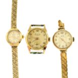 Four lady's wrist watches and a watch head, to include a watch, by Tudor Royal.