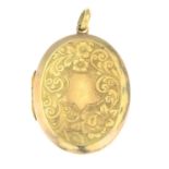 An early 20th century 15ct gold locket pendant.Hallmarks for Birmingham, 1910.