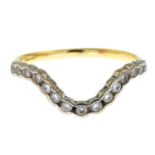 An 18ct gold diamond chevron ring.Estimated total diamond weight 0.20ct.