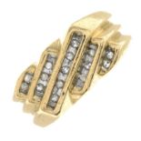 A 9ct gold diamond stepped ring.Hallmarks for Birmingham, 2000.Ring size K1/2.