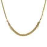 A 9ct gold fancy-link necklace.Import marks for London.Length 43cms.