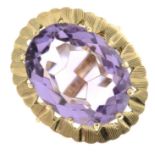 A 9ct gold amethyst single-stone ring.Hallmarks for London, 1971.Ring size O1/2.