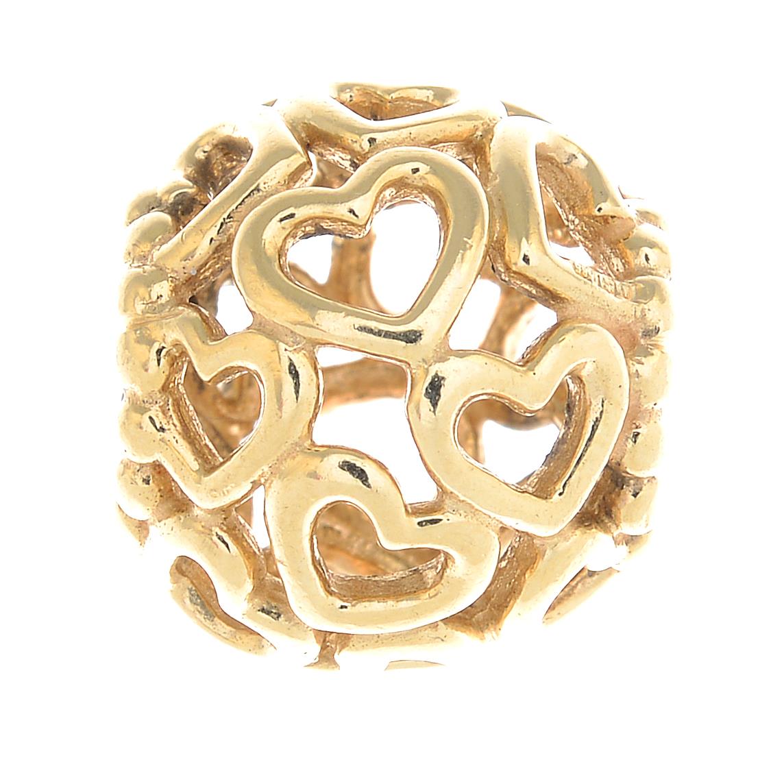 A 14ct gold openwork charm.Hallmarks for 14ct gold.