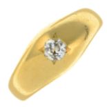 An early 20th century 18ct gold old-cut diamond single-stone ring.Estimated diamond weight 0.15ct,