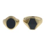 9ct gold onyx signet ring,