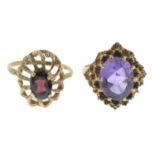 9ct gold amethyst single-stone ring,