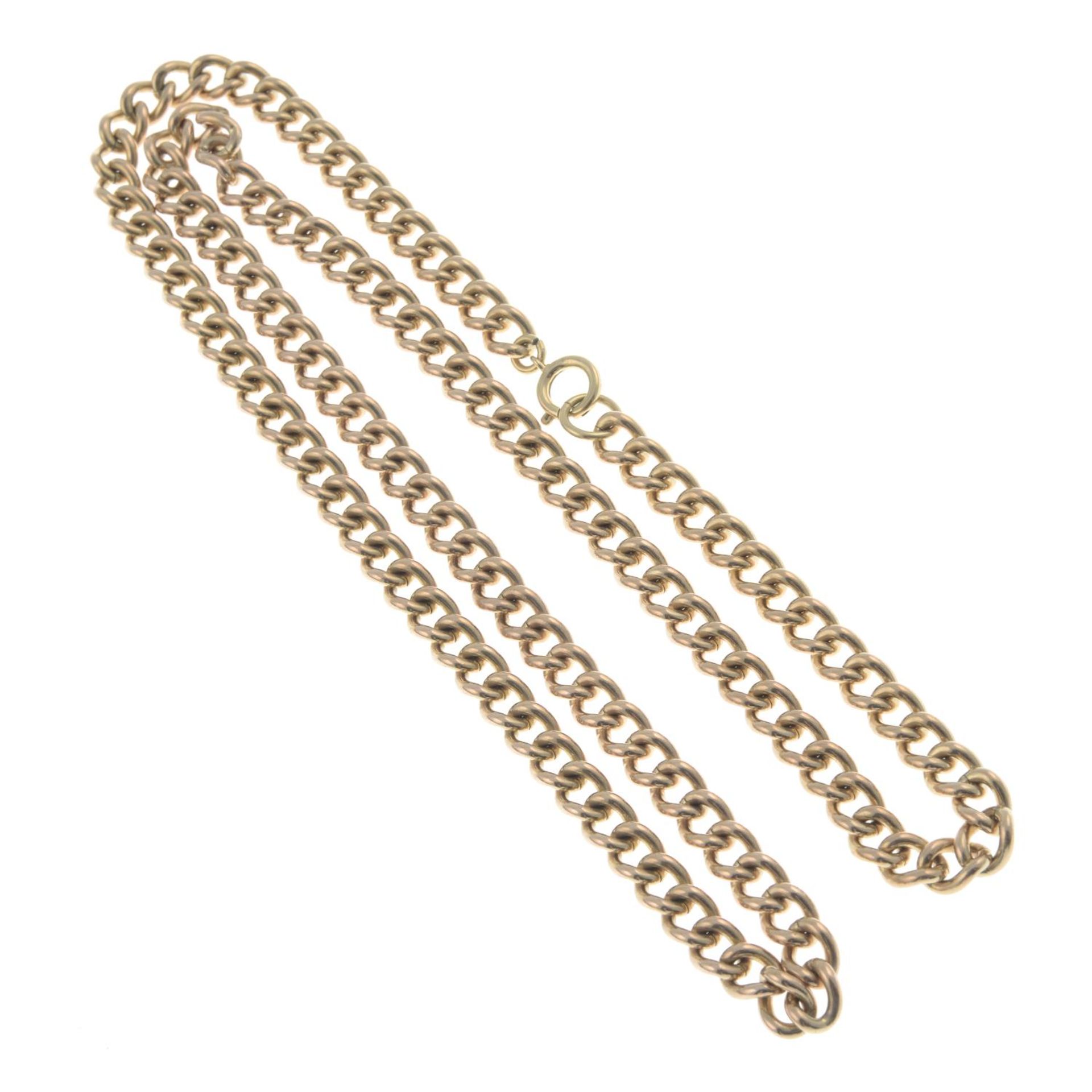 A curb-link necklace.Stamped 9CT. - Bild 2 aus 2