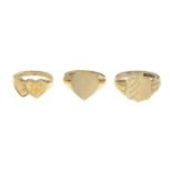 9ct gold heart signet ring,