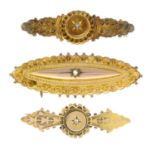 Three late Victorian gold diamond brooches.