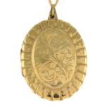A 9ct gold locket, with chain.Locket with hallmarks for 9ct gold.
