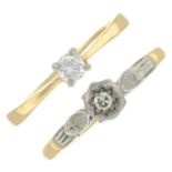 18ct gold brilliant-cut diamond ring,